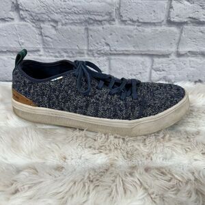 Toms Mens 10 Trvl Lite Low Top Blue Canvas Lace Up Casual Sneakers‎